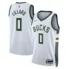 Accattivante Cool Damian Lillard Milwaukee Bucks Nike Unisex Fear The Deer Swingman Player Jersey Association Edition White per i Fan Veri