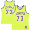 Attraente Cool Raffinato Dennis Rodman Los Angeles Lakers Hardwood Classics 1998/99 Tropical Swingman Jersey Neon Yellow per i Fan Veri