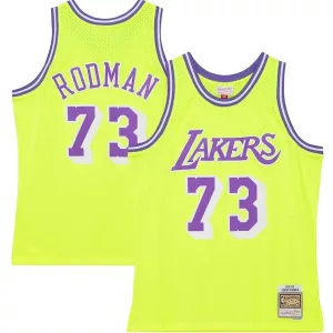 Attraente Cool Raffinato Dennis Rodman Los Angeles Lakers Hardwood Classics 1998/99 Tropical Swingman Jersey Neon Yellow per i Fan Veri