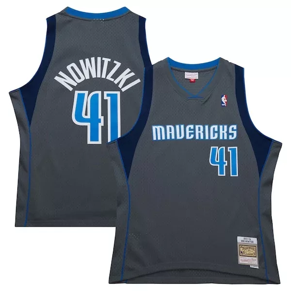 Attraente Dirk Nowitzki Dallas Mavericks 2003/04 Hardwood Classics Swingman Jersey Gray per i Fan Veri