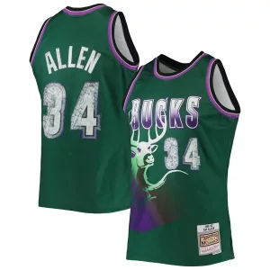Attraente Ray Allen Milwaukee Bucks 1996/97 Hardwood Classics NBA 75th Anniversary Diamond Swingman Jersey Green per i Fan Veri