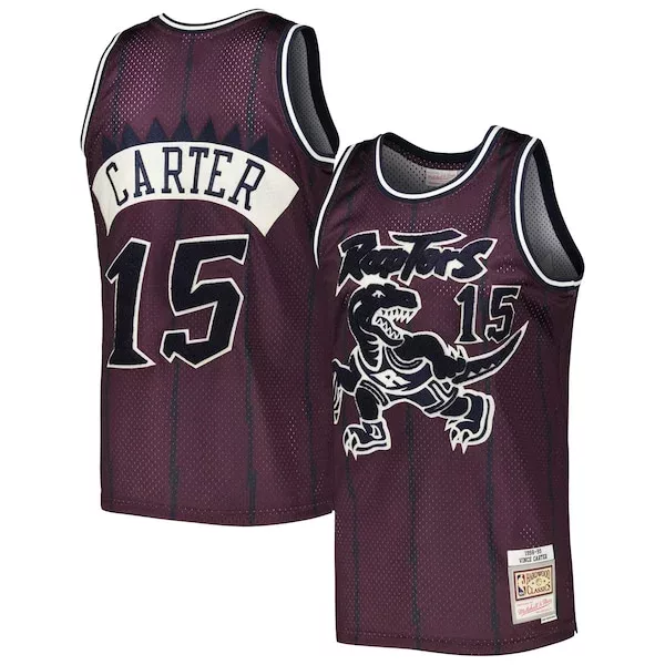 Bellissimo Vince Carter Toronto Raptors Hardwood Classics Off Court Swingman Jersey Purple per i Fan Veri