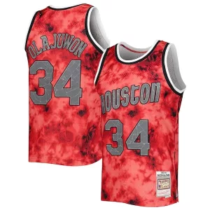 Carino Bellissimo Hakeem Olajuwon Houston Rockets 1993/94 Galaxy Swingman Jersey Red per i Fan Veri