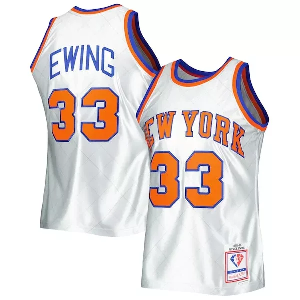 Sofisticato Carino Patrick Ewing New York Knicks 1985/86 Hardwood Classics 75th Anniversary Swingman Jersey Platinum per i Fan Veri