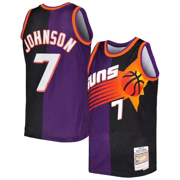 Classico Kevin Johnson Phoenix Suns Hardwood Classics 1996/97 Split Swingman Jersey Purple/Black per i Fan Veri