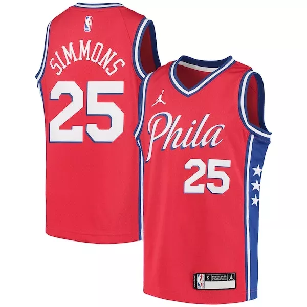 Comodo Attraente Ben Simmons Philadelphia 76ers Jordan Brand Youth 2020/21 Swingman Player Jersey Statement Edition Red per i Fan Veri