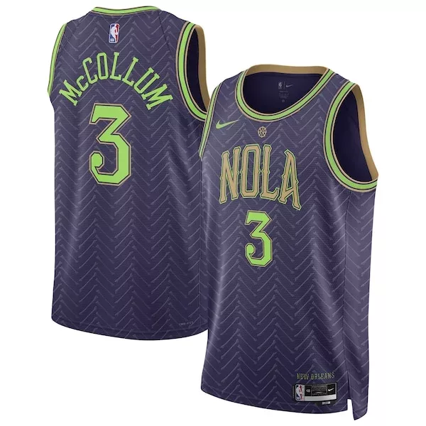 Comodo CJ McCollum New Orleans Pelicans Nike Unisex 2024/25 Swingman Player Jersey City Edition Purple per i Fan Veri
