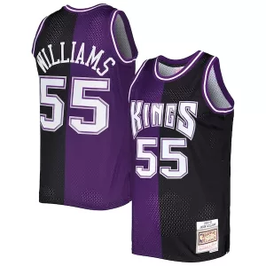 Comodo Eccezionale Jason Williams Sacramento Kings Hardwood Classics 2000/01 Split Swingman Jersey Purple/Black per i Fan Veri