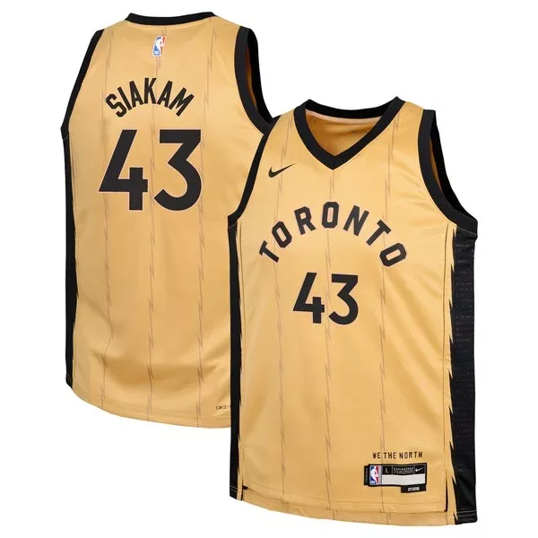 Comodo Pascal Siakam Toronto Raptors Nike Youth Swingman Replica Jersey City Edition Gold per i Fan Veri