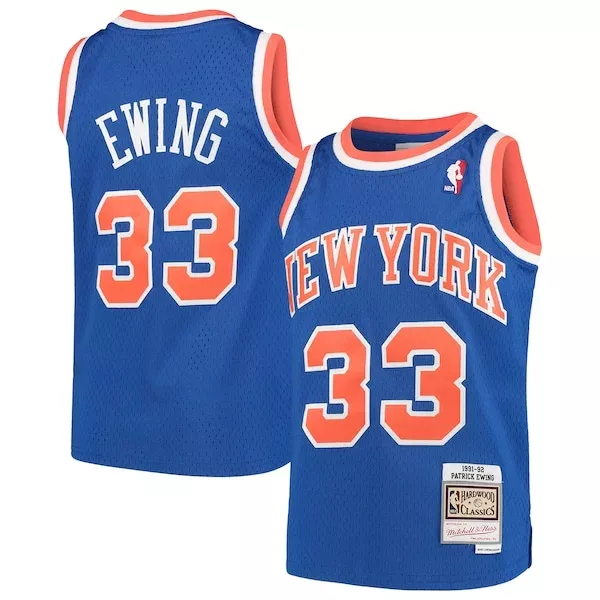 Comodo Versatile Pratico Patrick Ewing New York Knicks Youth Hardwood Classics Swingman Throwback Jersey Blue per i Fan Veri