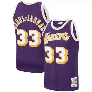 Cool Kareem Abdul Jabbar Los Angeles Lakers Hardwood Classics Swingman Jersey Purple/Gold per i Fan Veri