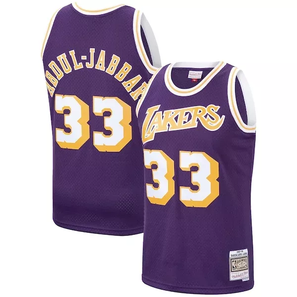 Cool Kareem Abdul Jabbar Los Angeles Lakers Hardwood Classics Swingman Jersey Purple/Gold per i Fan Veri
