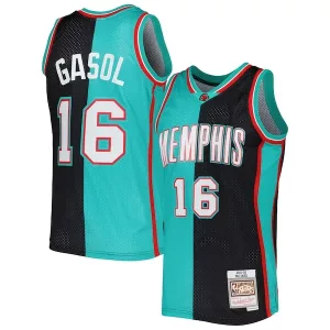 Cool Pau Gasol Memphis Grizzlies Hardwood Classics 2001/02 Split Swingman Jersey Black/Turquoise per i Fan Veri