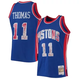 Cool Stupendo Isiah Thomas Detroit Pistons 1988/89 Hardwood Classics NBA 75th Anniversary Diamond Swingman Jersey Blue per i Fan Veri