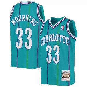 Delizioso Gorgeous Alonzo Mourning Charlotte Hornets Youth 1992/93 Hardwood Classics Swingman Jersey Teal per i Fan Veri