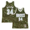Delizioso Moderno Cool Ray Allen Milwaukee Bucks Hardwood Classics 2000/01 Ghost Green Swingman Jersey Camo per i Fan Veri