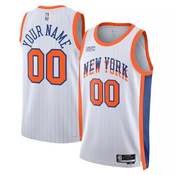 Delizioso New York Knicks Nike Unisex 2024/25 Custom Swingman Jersey City Edition White per i Fan Veri