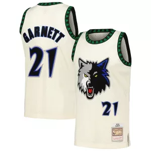 Duraturo Bellissimo Kevin Garnett Minnesota Timberwolves Chainstitch Swingman Jersey Cream per i Fan Veri