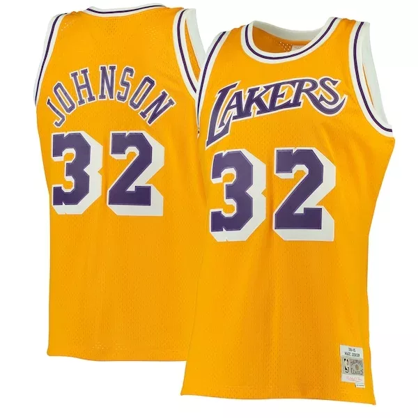 Duraturo Incantevole Elegante Magic Johnson Los Angeles Lakers 1984/85 Hardwood Classics Swingman Jersey Gold/Purple per i Fan Veri