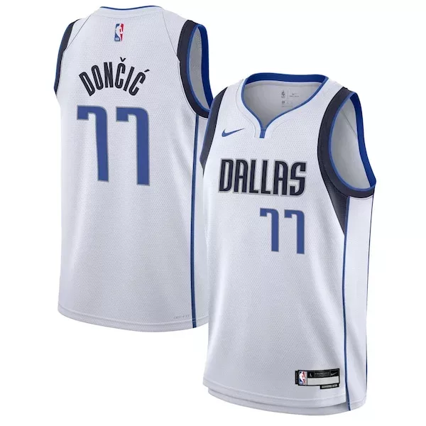 Elegante Sofisticato Luka Dončić Dallas Mavericks Nike Youth Swingman Jersey Association Edition White per i Fan Veri