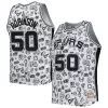 Fantastico Accattivante David Robinson San Antonio Spurs 1998/99 Hardwood Classics Doodle Swingman Player Jersey White per i Fan Veri