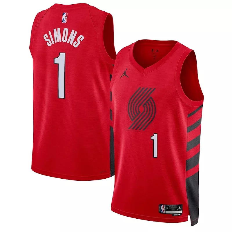 Accattivante Magnifico Moderno Anfernee Simons Portland Trail Blazers Jordan Brand Unisex Swingman Jersey Statement Edition Red per i Fan Veri