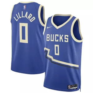 Fascinante Bellissimo Sofisticato Damian Lillard Milwaukee Bucks Nike Unisex 2024/25 Swingman Player Jersey City Edition Royal per i Fan Veri