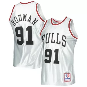 Fascinante Dennis Rodman Chicago Bulls 1997/98 Hardwood Classics 75th Anniversary Swingman Jersey Platinum per i Fan Veri