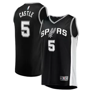 Gorgeous Delizioso Stephon Castle San Antonio Spurs 2024 NBA Draft Fast Break Player Jersey Icon Edition Black per i Fan Veri
