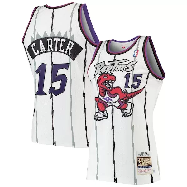 Fascinante Moderno Vince Carter Toronto Raptors 1998/99 Hardwood Classics Authentic Jersey White per i Fan Veri