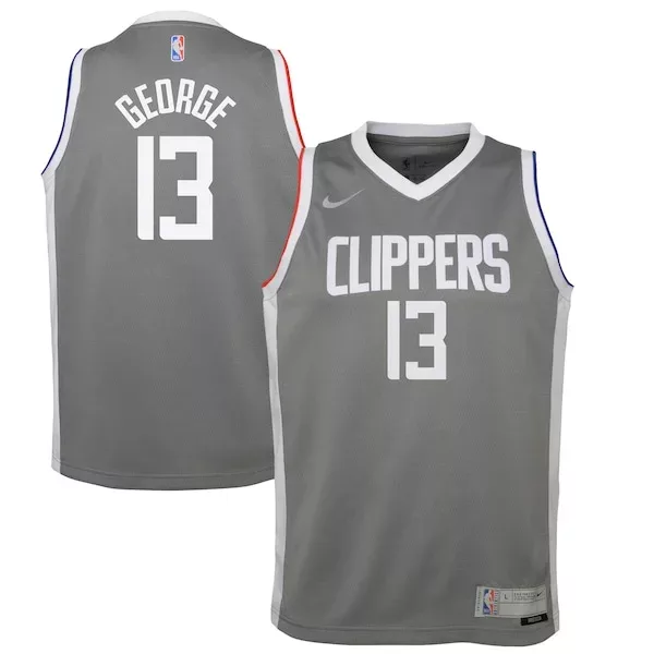 Fascinante Paul George LA Clippers Nike Youth 2020/21 Swingman Player Jersey Gray Earned Edition per i Fan Veri