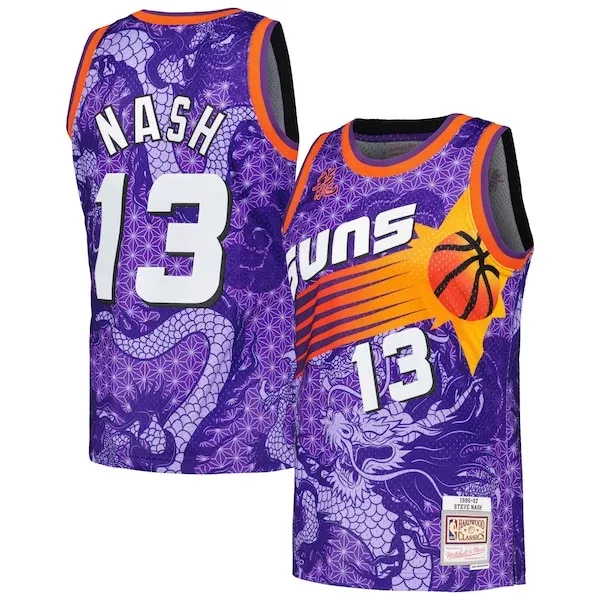 Fascinante Resistente Steve Nash Phoenix Suns 1996/97 Hardwood Classics Asian Heritage 6.0 Swingman Throwback Player Jersey Purple per i Fan Veri