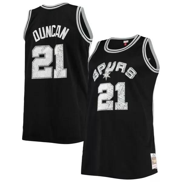 Fascinante Tim Duncan San Antonio Spurs Big & Tall 1998/99 NBA 75th Anniversary Diamond Swingman Jersey Black per i Fan Veri