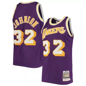Gorgeous Lussuoso Magic Johnson Los Angeles Lakers 1984/85 Hardwood Classics Authentic Jersey Purple/Gold per i Fan Veri