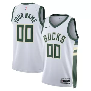 Incantevole Milwaukee Bucks Nike Unisex Swingman Custom Jersey White Association Edition per i Fan Veri