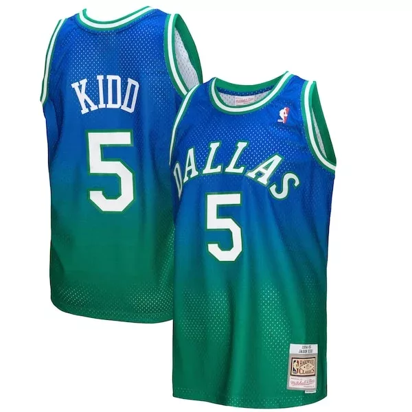 Incantevole Moderno Stupendo Jason Kidd Dallas Mavericks 1994/95 Hardwood Classics Fadeaway Swingman Player Jersey Green/Navy per i Fan Veri