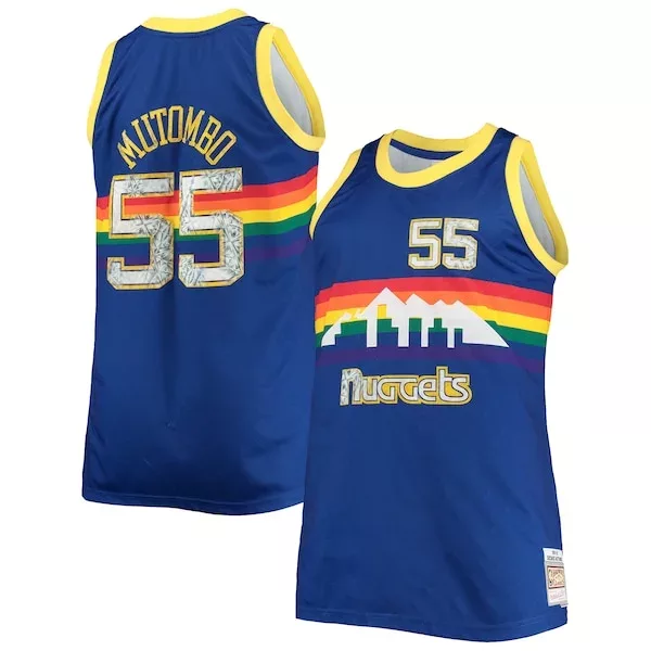Incantevole Ottimo Dikembe Mutombo Denver Nuggets Big & Tall 1991/92 NBA 75th Anniversary Diamond Swingman Jersey Blue per i Fan Veri