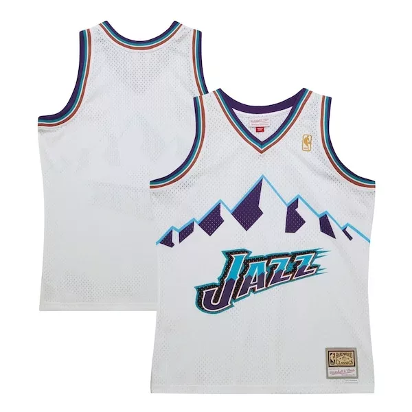 Magnifico Classico Sofisticato Utah Jazz 1996 97 Hardwood Classics Swingman Jersey White per i Fan Veri
