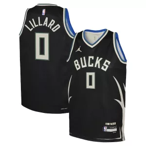 Magnifico Damian Lillard Milwaukee Bucks Jordan Brand Youth Swingman Jersey Statement Edition Black per i Fan Veri