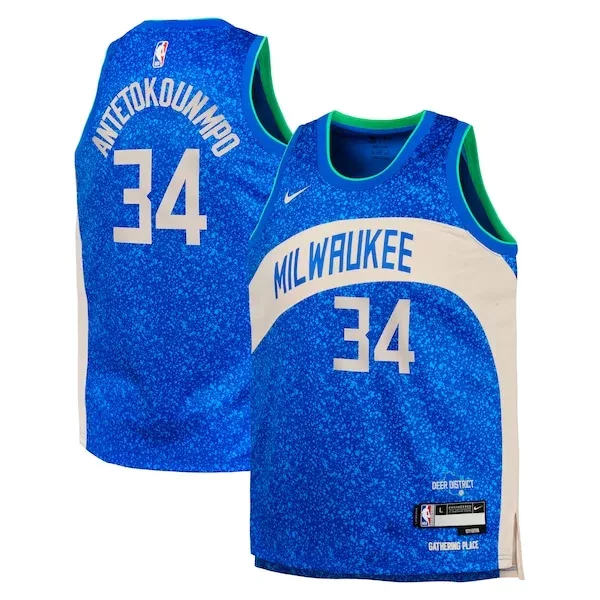 Magnifico Ottimo Trendy Giannis Antetokounmpo Milwaukee Bucks Nike Youth Swingman Replica Jersey City Edition Royal per i Fan Veri