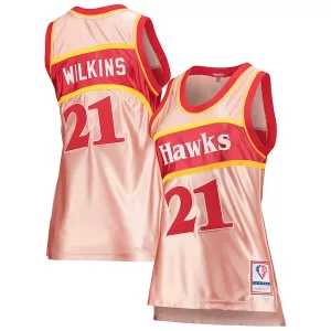 Moderno Splendido Dominique Wilkins Atlanta Hawks Women's 75th Anniversary Rose Gold 1986 Swingman Jersey Pink per i Fan Veri