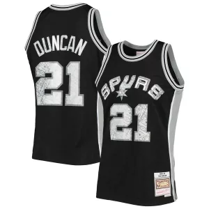 Moderno Tim Duncan San Antonio Spurs 1998/99 Hardwood Classics NBA 75th Anniversary Diamond Swingman Jersey Black per i Fan Veri