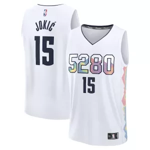 Comodo Nikola Jokic Denver Nuggets Youth 2024/25 Fast Break Player Jersey City Edition White  per i Fan Veri