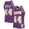 Ottimo Fascinante Jerry West Los Angeles Lakers 1971/72 Hardwood Classics NBA 75th Anniversary Diamond Swingman Jersey Purple per i Fan Veri