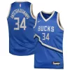 Ottimo Giannis Antetokounmpo Milwaukee Bucks Nike Youth 2024/25 Swingman Player Jersey City Edition Royal per i Fan Veri