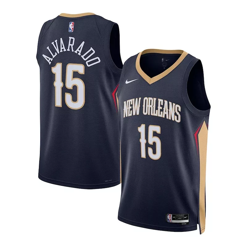 Fantastico Jose Alvarado New Orleans Pelicans Nike Unisex Swingman Jersey Association Edition Navy per i Fan Veri
