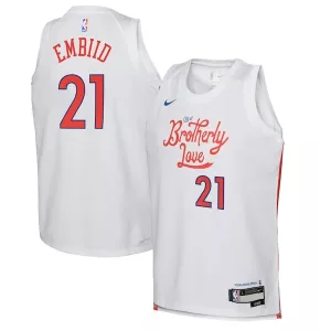 Ottimo Raffinato Joel Embiid Philadelphia 76ers Nike Youth 2022/23 Swingman Jersey City Edition White per i Fan Veri