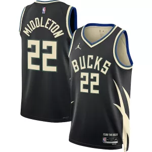 Pratico Classico Khris Middleton Milwaukee Bucks Jordan Brand Unisex Swingman Jersey Statement Edition Black per i Fan Veri