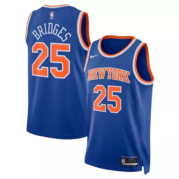 Pratico Mikal Bridges New York Knicks Nike Unisex 2024 Offseason Addition Nike Swingman Jersey Blue per i Fan Veri