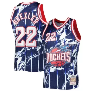 Prestigioso Clyde Drexler Houston Rockets 1996/97 Hardwood Classics Marble Swingman Jersey Navy per i Fan Veri